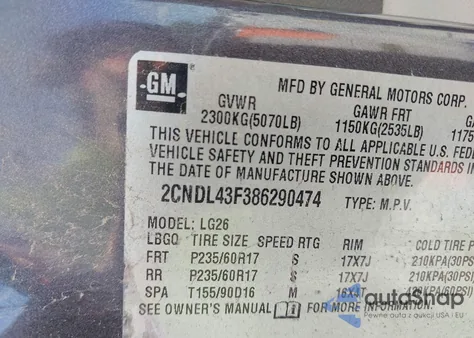 2008 Chevrolet Equinox Lt из США, поврежденный, VIN 2CNDL43F386290474